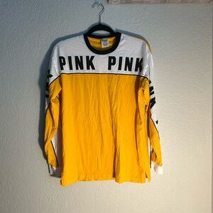 PINK Yellow and White Long Sleeve Shirt size small ✨